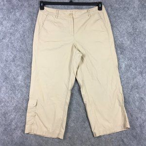 J Jill Capris 10 30 Cargo Cropped Khaki Pants Casual Button Pockets Straight